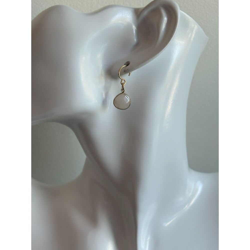 Genuine Rose Quartz Briolette Teardrop Earrings – NWT Handmade in the USA